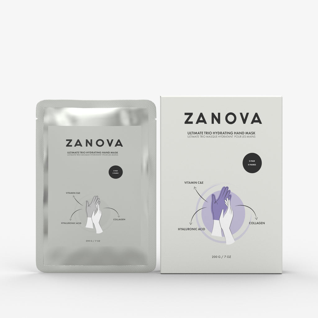 Zanova Collagen Treatment Hand Mask | Hyaluronic Acid, Vitamin C & E | For Skin Picking and Nail Biting Damage | 15 Pairs