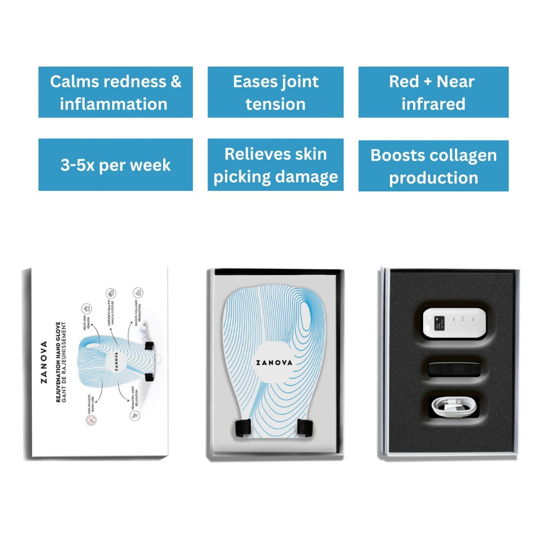 Zanova Collagen Treatment Hand Mask, 30 Pairs | Zanova LED Therapy Hand Glove | Pimple Patches