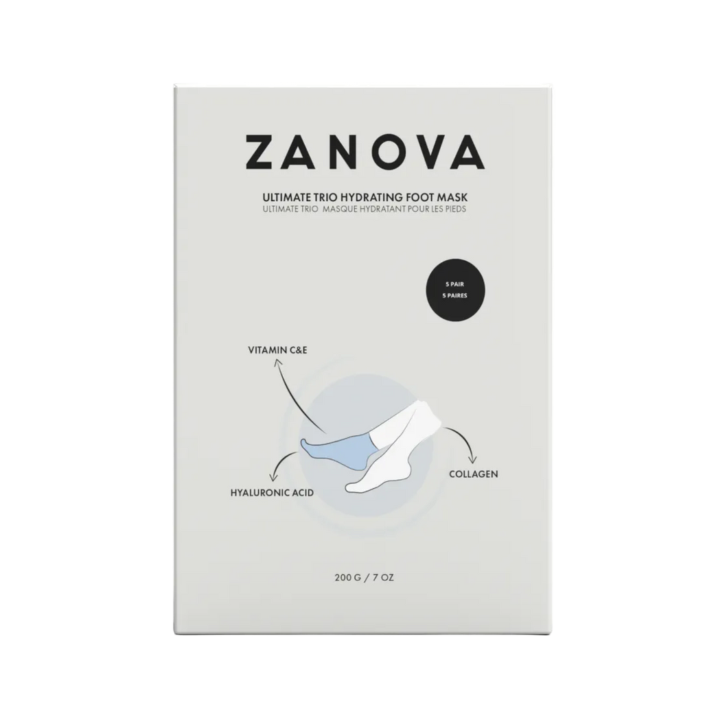 Zanova Collagen Treatment Foot Mask | Hyaluronic Acid, Vitamin C & E | Helps to Heal Flaky, Cracked Heels, and Yellow Toenails | 5 Pairs