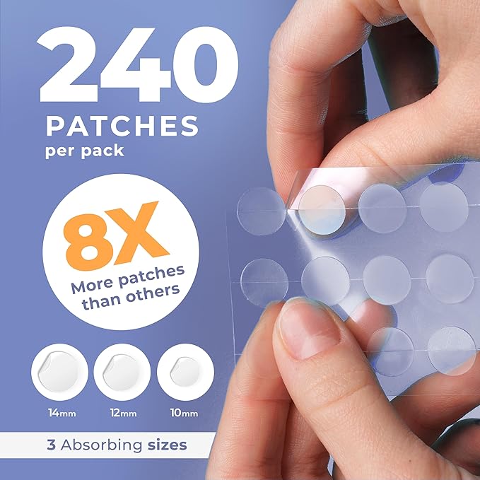 SKIN PICKING & ACNE PACTHES (240 PCS) – HYDROCOLLOID DOTS FOR FACE AND BODY