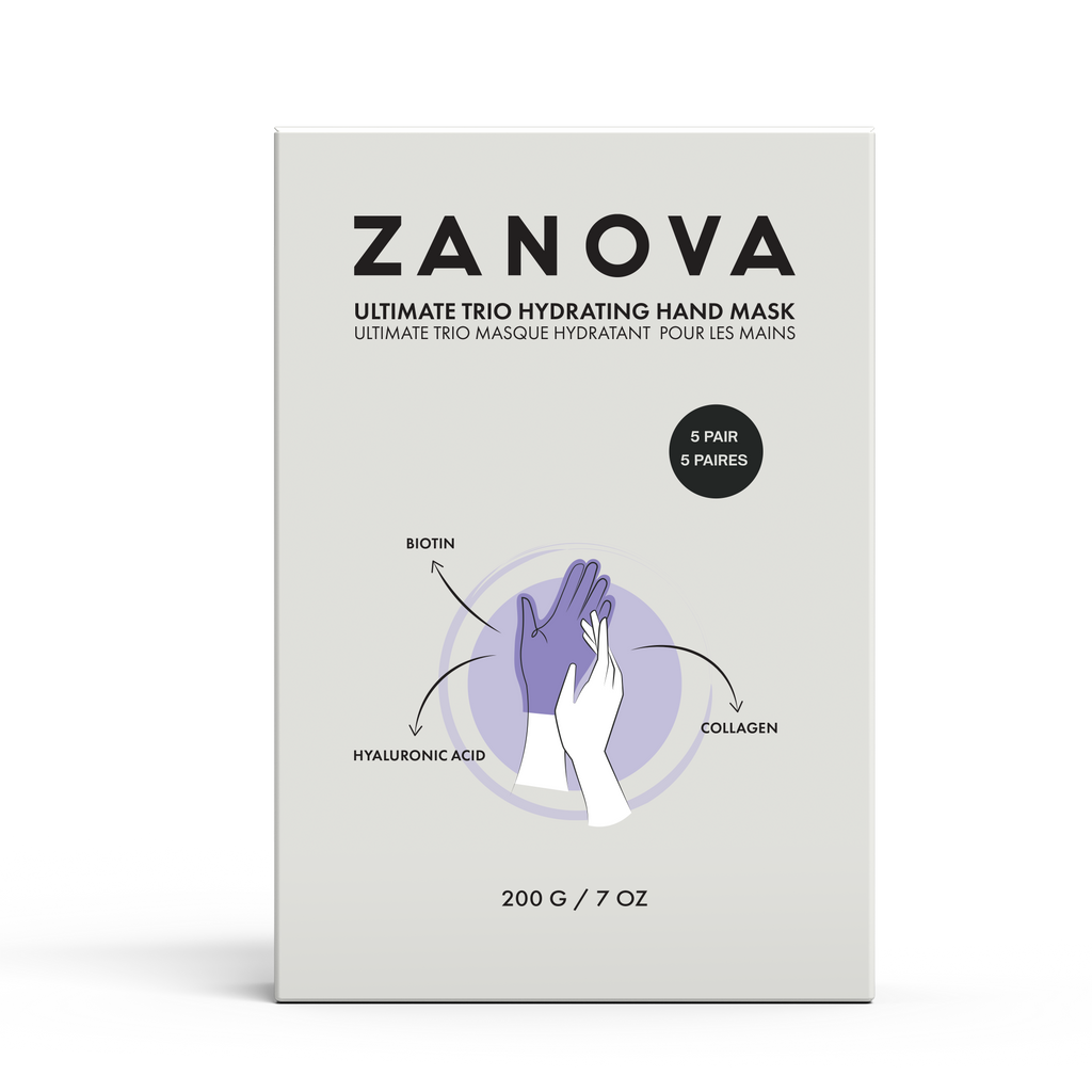 Zanova Collagen Hand Mask | Hyaluronic Acid, Vitamin C & E | For Skin Picking and Nail Biting Damage | 5 Pairs