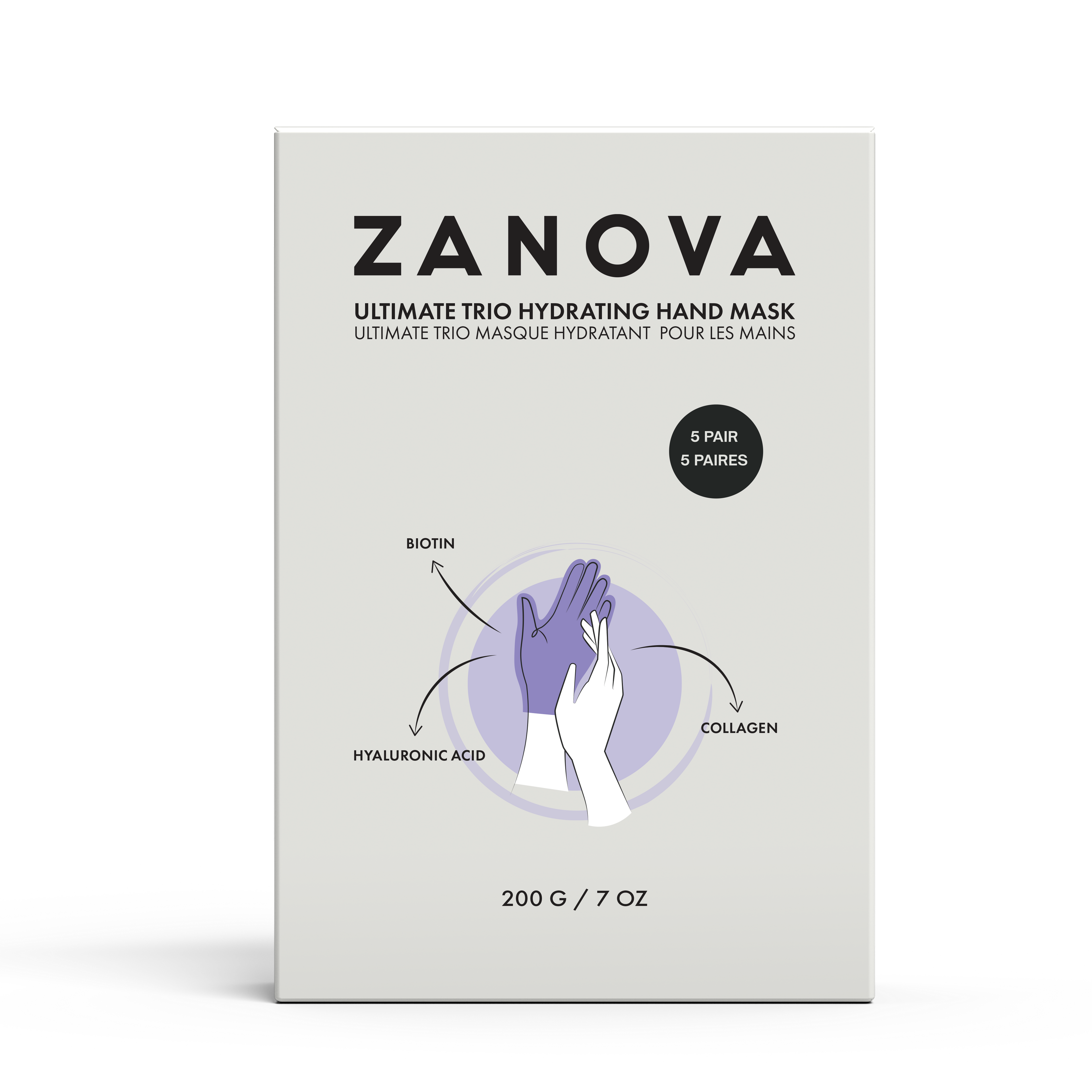 Zanova Collagen Hand Mask | Hyaluronic Acid, Vitamin C & E | For Skin Picking and Nail Biting Damage | 5 Pairs
