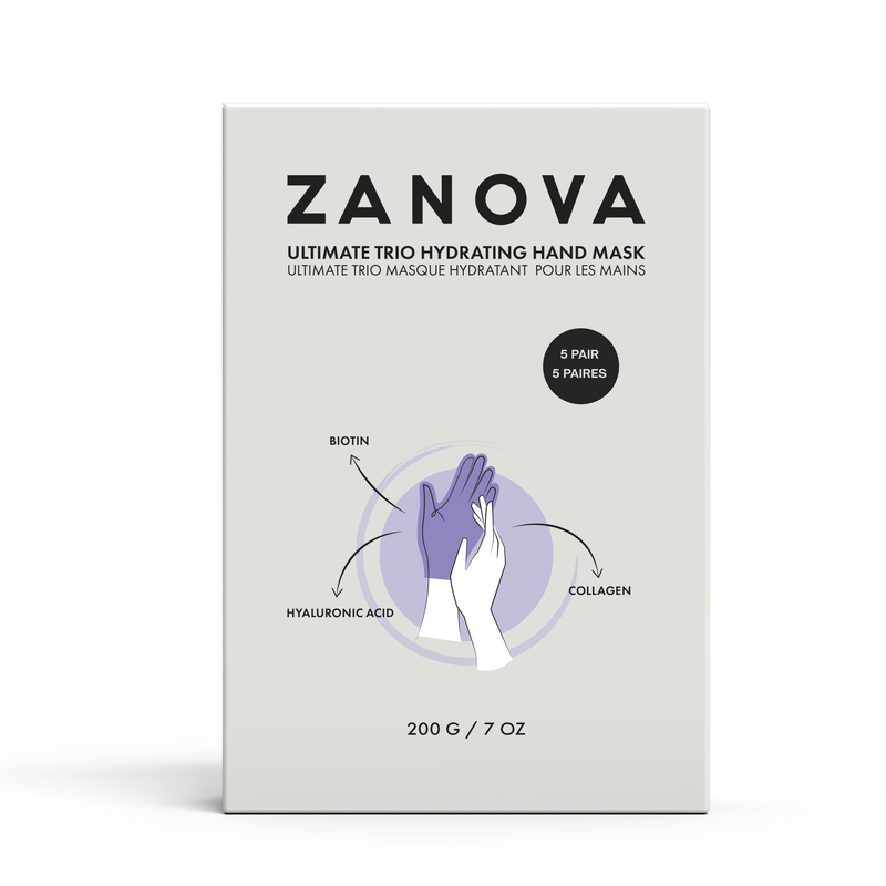 Zanova Collagen Hand Mask | Hyaluronic Acid, Vitamin C & E | For Skin Picking and Nail Biting Damage | 5 Pairs