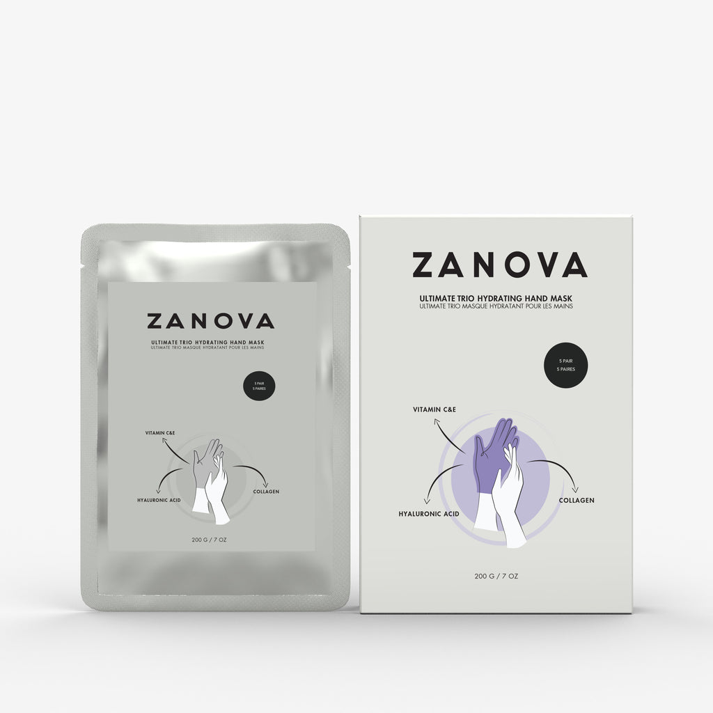 Zanova Collagen Treatment Hand Mask - Monthly Subscription | Hyaluronic Acid, Vitamin C & E | For Skin Picking and Nail Biting Damage | 2 Boxes (10 Pairs)