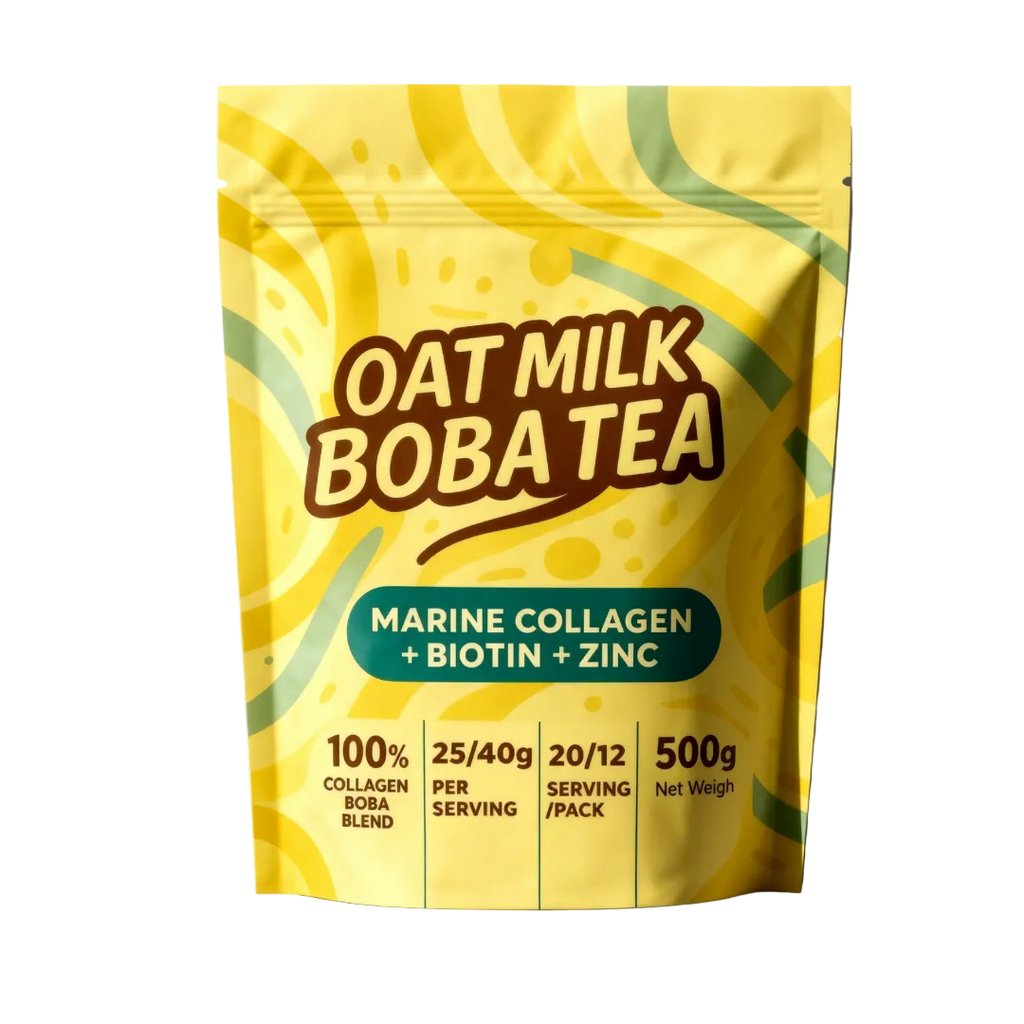 [Pre-order] Glow Collagen Oat Milk Boba Tea | Marine Collagen • Biotin • Zinc | Hair & Nail Repair