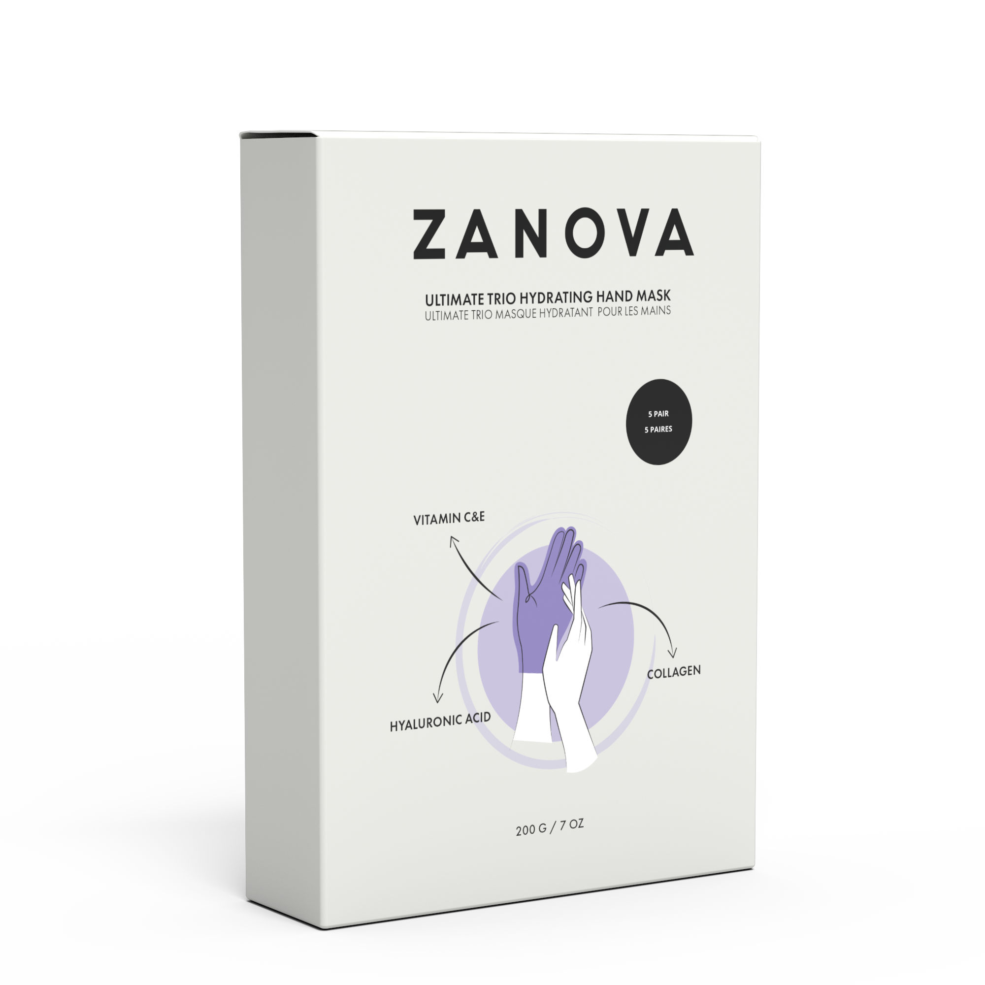Zanova Collagen Treatment Hand Mask | Hyaluronic Acid, Vitamin C & E | For Skin Picking and Nail Biting Damage | 15 Pairs