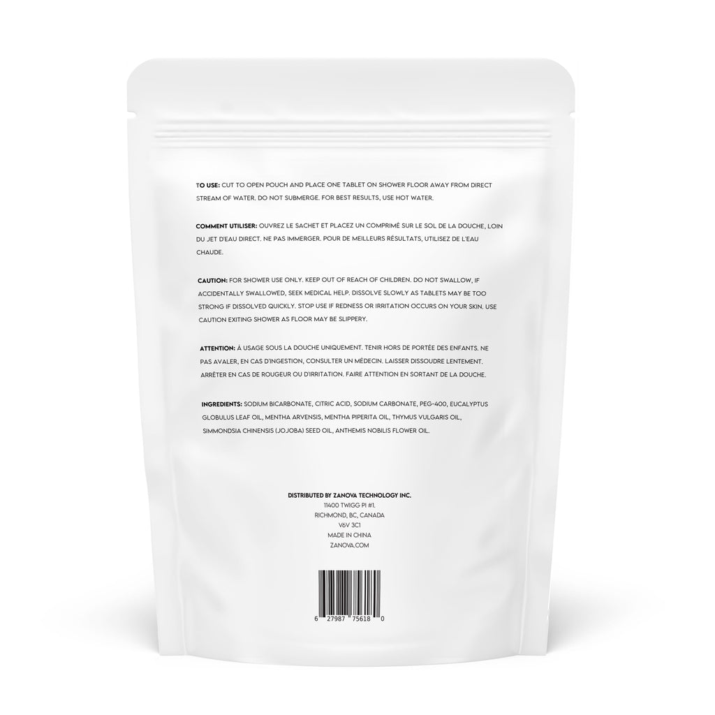 Zanova Eucalyptus Shower Steamer | Menthol, Chamomile & Peppermint | For Congestion, Sinus & Migraine Relief | 15 Tablets
