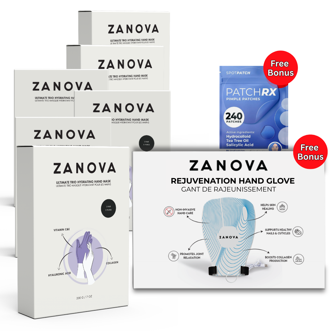 Zanova Collagen Treatment Hand Mask, 30 Pairs | Zanova LED Therapy Hand Glove | Pimple Patches