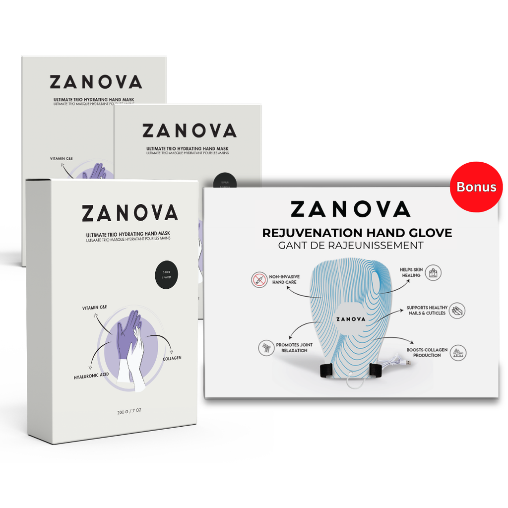 Zanova Collagen Treatment Hand Mask, 15 Pairs | Zanova LED Therapy Hand Glove