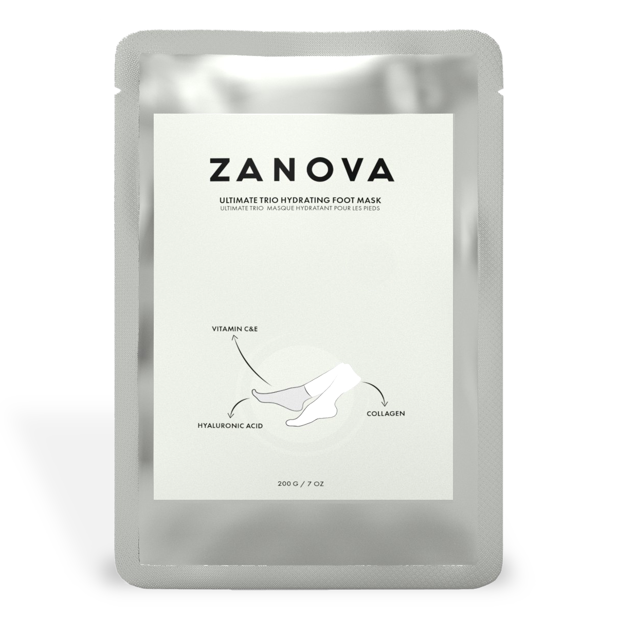 Zanova Collagen Treatment Foot Mask | Hyaluronic Acid, Vitamin C & E | Helps to Heal Flaky, Cracked Heels, and Yellow Toenails | 1 Pair