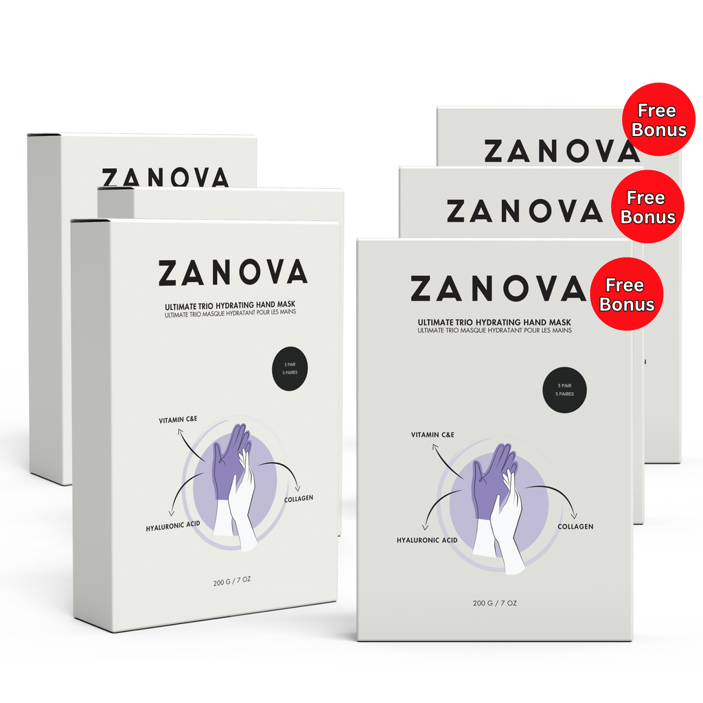 Zanova Collagen Treatment Hand Mask | Hyaluronic Acid, Vitamin C & E | For Skin Picking and Nail Biting Damage | 15 Pairs