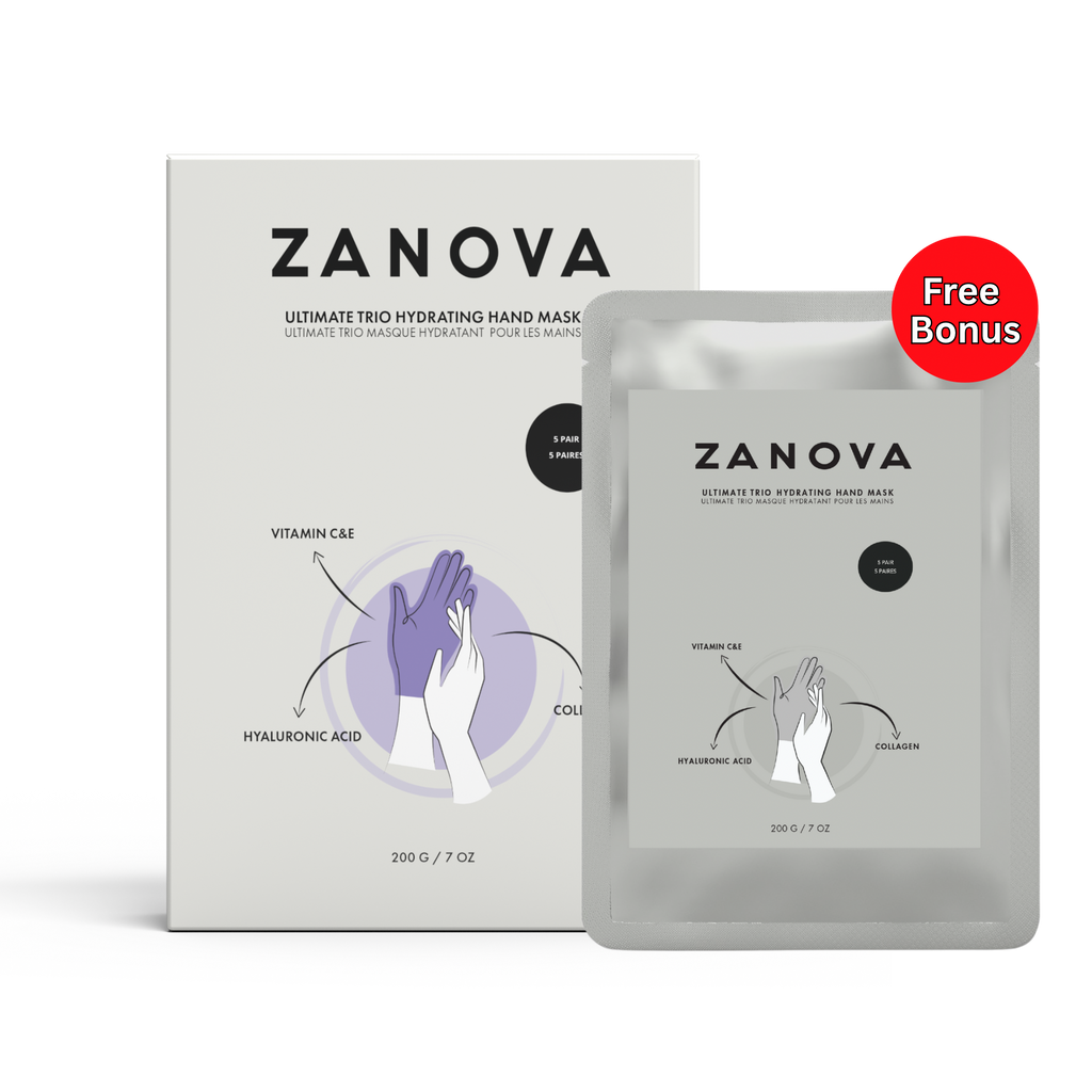 Zanova Collagen Treatment Hand Mask | Hyaluronic Acid, Vitamin C & E | For Skin Picking and Nail Biting Damage | 5 Pairs