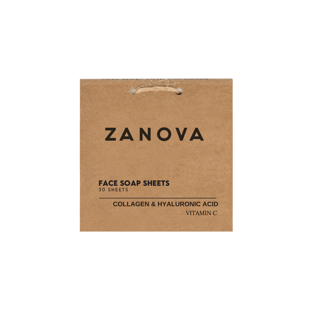 Zanova Face Soap Sheets for Travel | Collagen | Hyaluronic Acid | Vitamin C |  - 30 sheets (Single pack)
