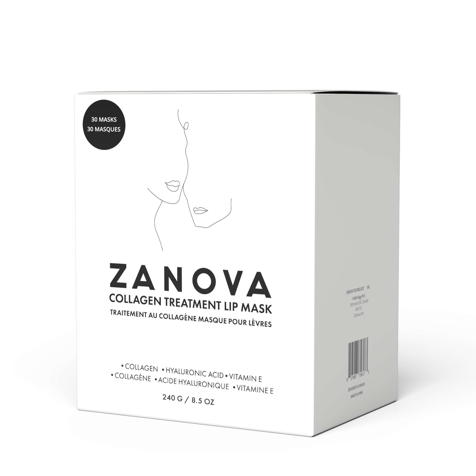 Zanova Collagen Treatment Lip Mask | Hyaluronic Acid, Vitamin E | For Lip Picking & Biting Damages | 30 Masks