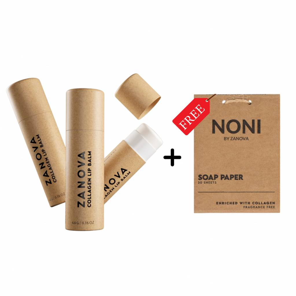 Zanova Collagen Treatment Lip Balm 3 Packs + 1 Free Zanova Collagen Treatment Paper Hand Soap