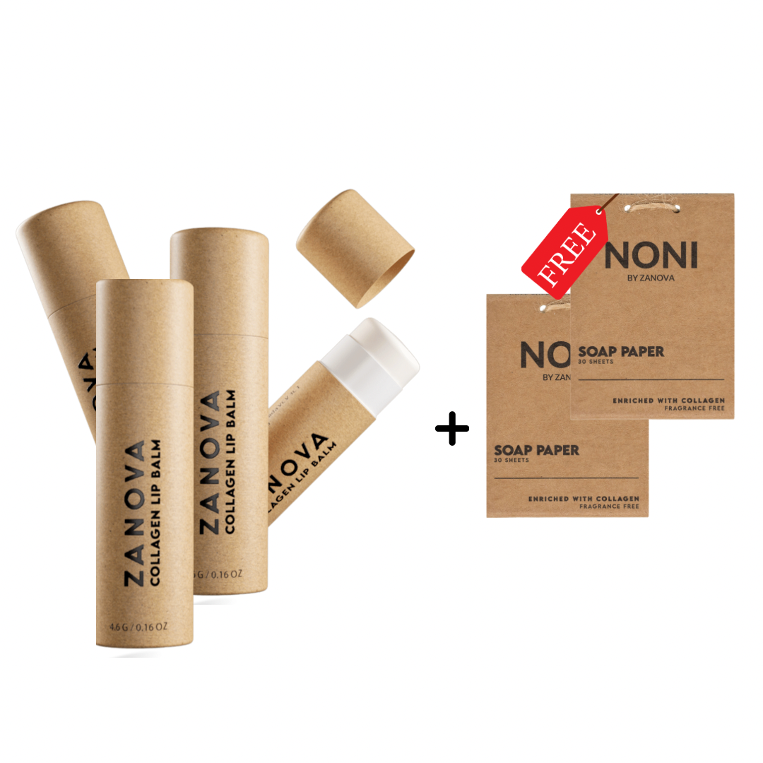 Zanova Collagen Treatment Lip Balm 4 Packs + 2 Free Zanova Collagen Treatment Paper Hand Soap